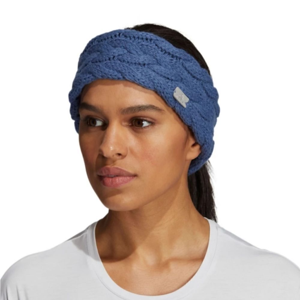 Adidas Women's Fashion Fold cable knit Fleece Lined Steel Blue Fit Headb…
